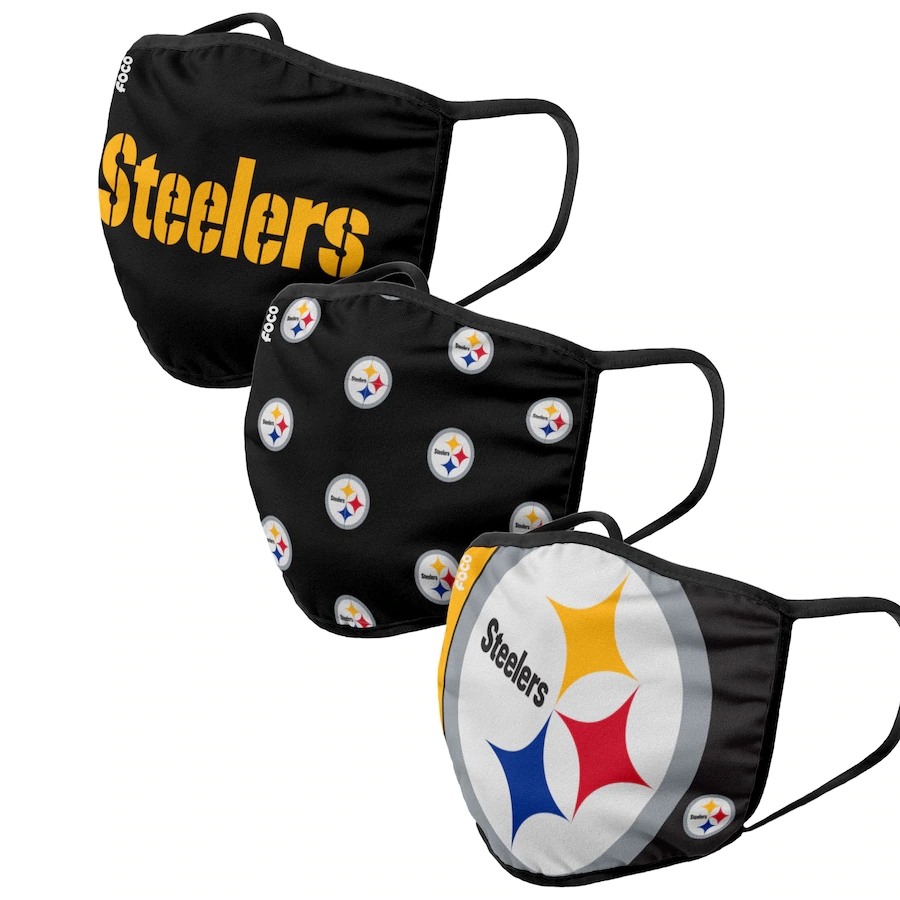  Pittsburgh Steelers Adult Face Covering 3-PackDust mask with filter->pittsburgh steelers->NFL Jersey